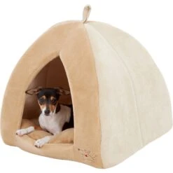 Best Pet Supplies Fleece Tent Covered Cat & Dog Bed, Tan -Pup Haven Sales Store 107132 PT3. AC SS1800 V1566250841