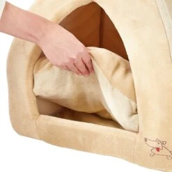 Best Pet Supplies Fleece Tent Covered Cat & Dog Bed, Tan -Pup Haven Sales Store 107132 PT6. AC SS1800 V1566250847