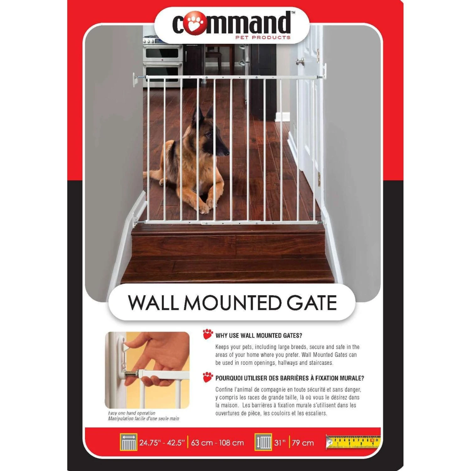 Command Pet Products Wall Mounted Pet Gate, White 5 Command Pet Products Wall Mounted Pet Gate, White - Image 5
