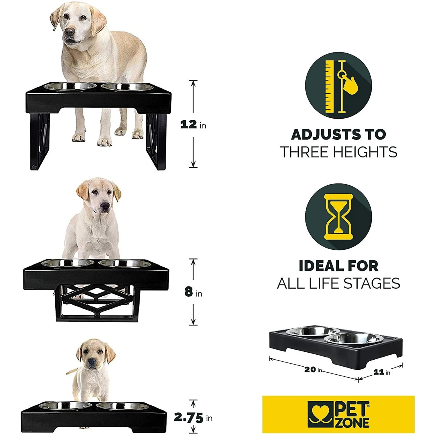 Pet Zone Designer Diner Adjustable Elevated Dog & Cat Bowls, 7-cup 3 Pet Zone Designer Diner Adjustable Elevated Dog & Cat Bowls, 7-cup - Image 3