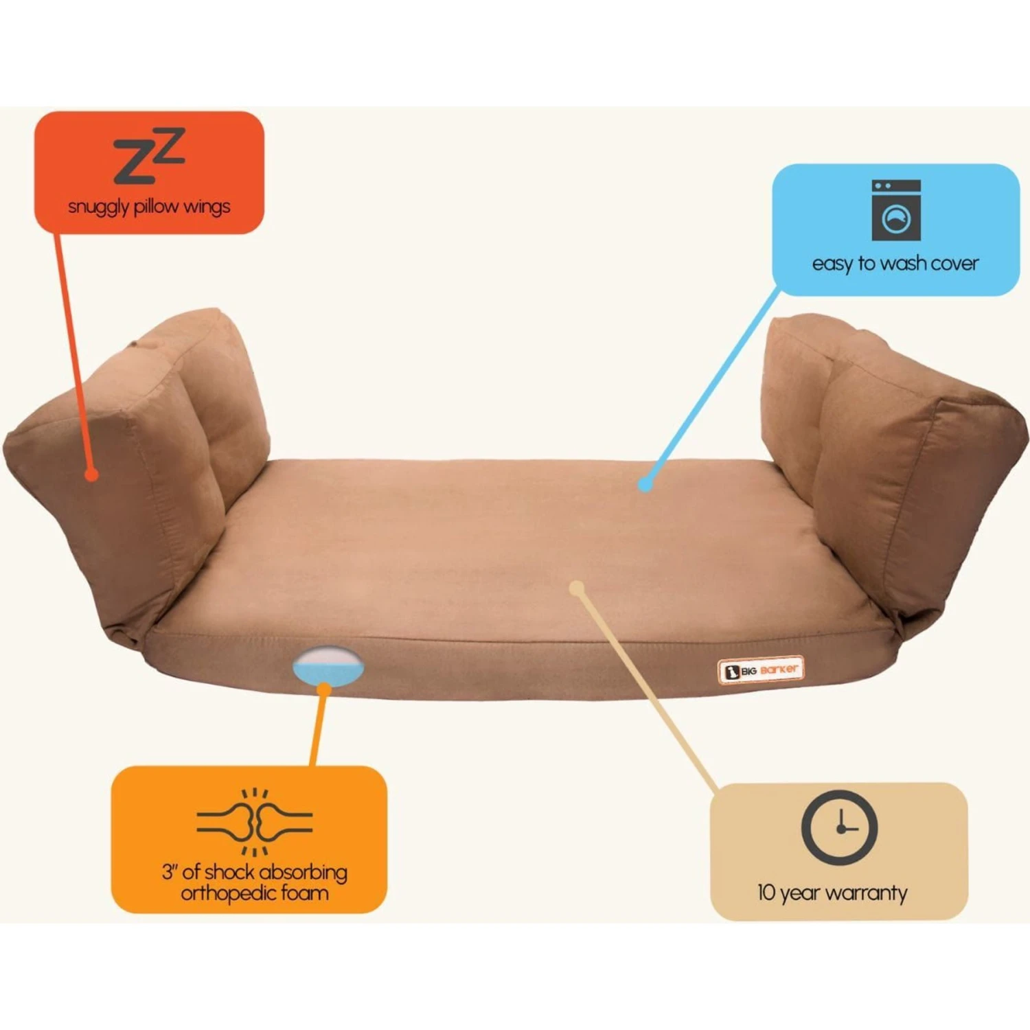 Big Barker Backseat Barker Orthopedic Pillow Dog Bed 3 Big Barker Backseat Barker Orthopedic Pillow Dog Bed - Image 3