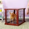 Merry Products Double Door Furniture Style Dog Crate, Mahogany