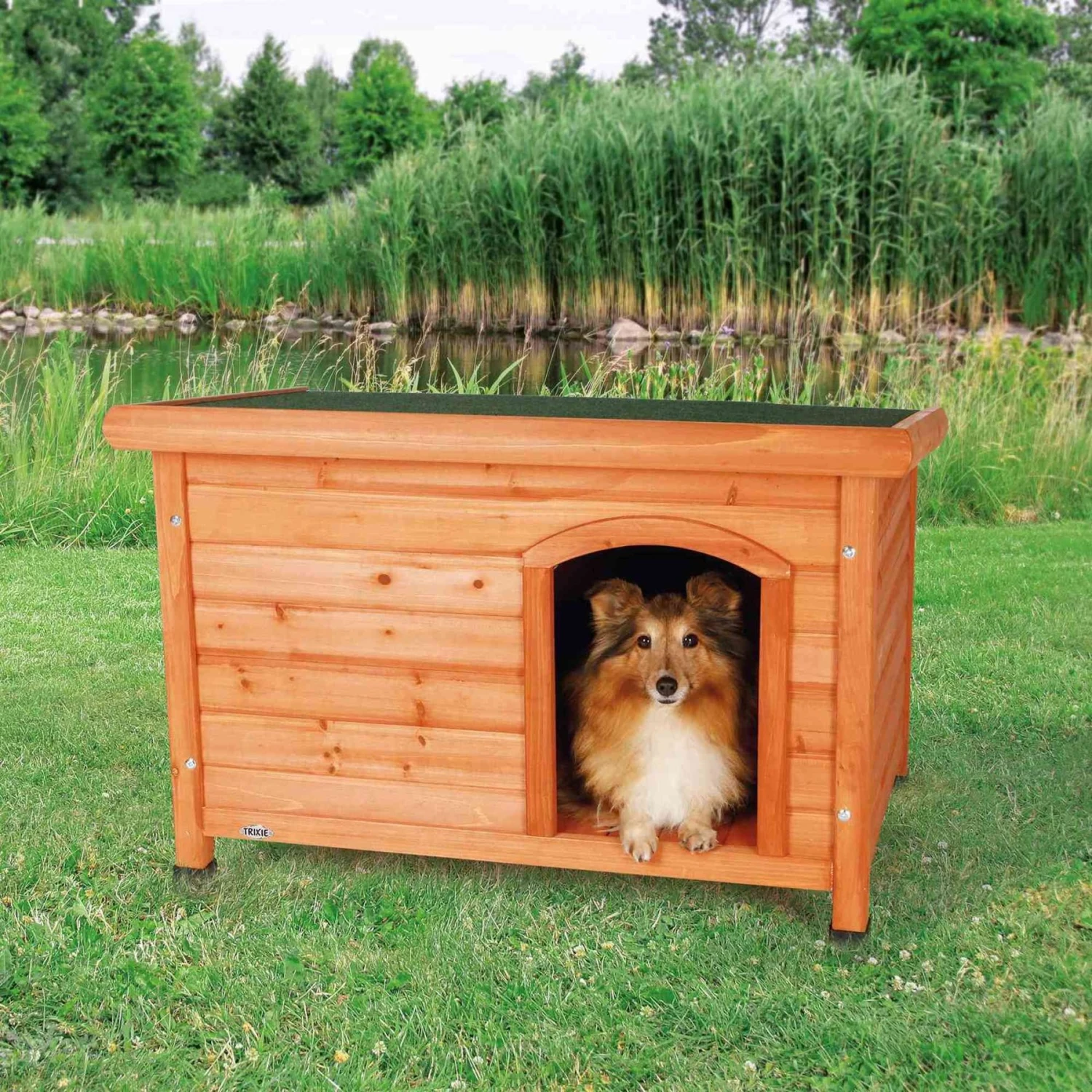 TRIXIE Natura Classic Dog House With Weatherproof Finish, Elevated Floor 3 TRIXIE Natura Classic Dog House With Weatherproof Finish, Elevated Floor - Image 3