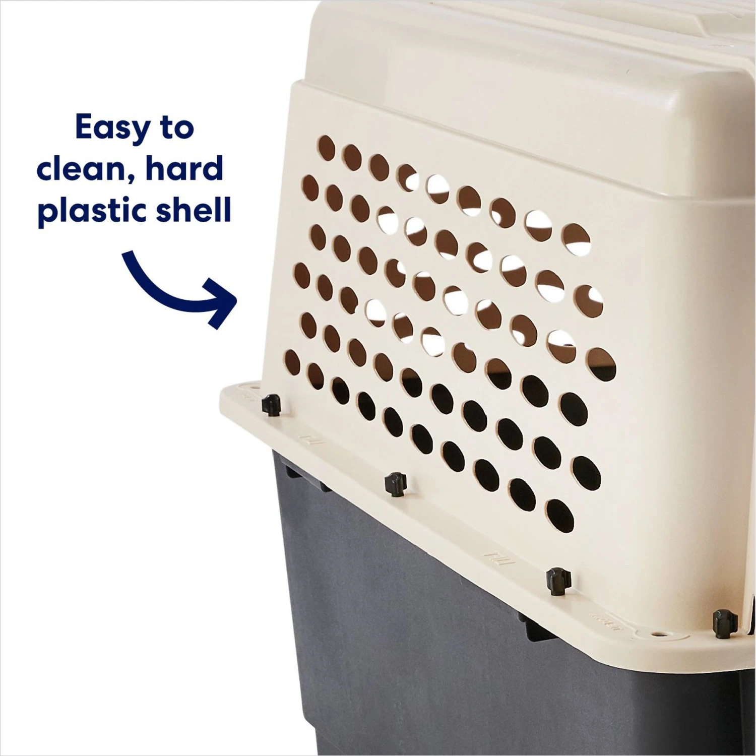 Frisco Plastic Dog & Cat Kennel, Almond & Black 4 Frisco Plastic Dog & Cat Kennel, Almond & Black - Image 4