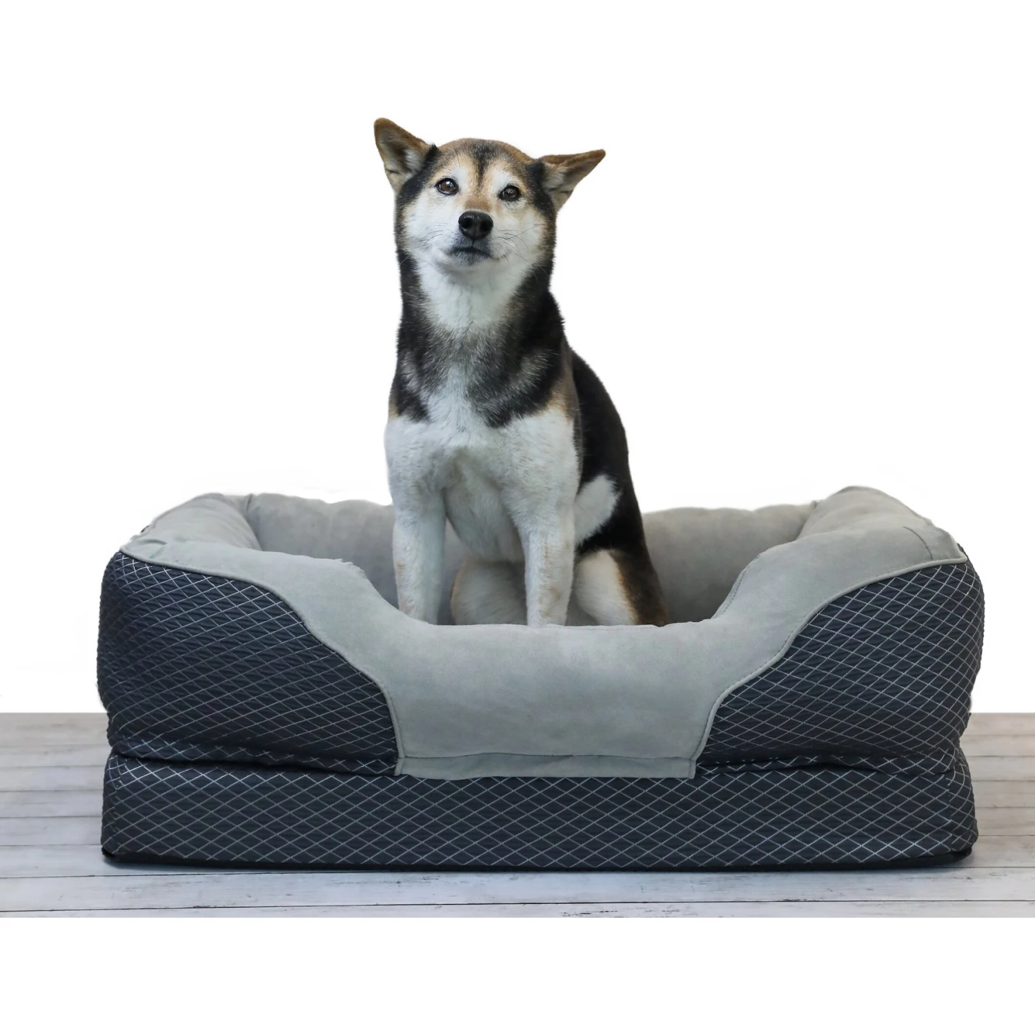BarksBar Snuggly Sleeper Orthopedic Bolster Dog Bed With Removable Cover, Gray 1 BarksBar Snuggly Sleeper Orthopedic Bolster Dog Bed With Removable Cover, Gray