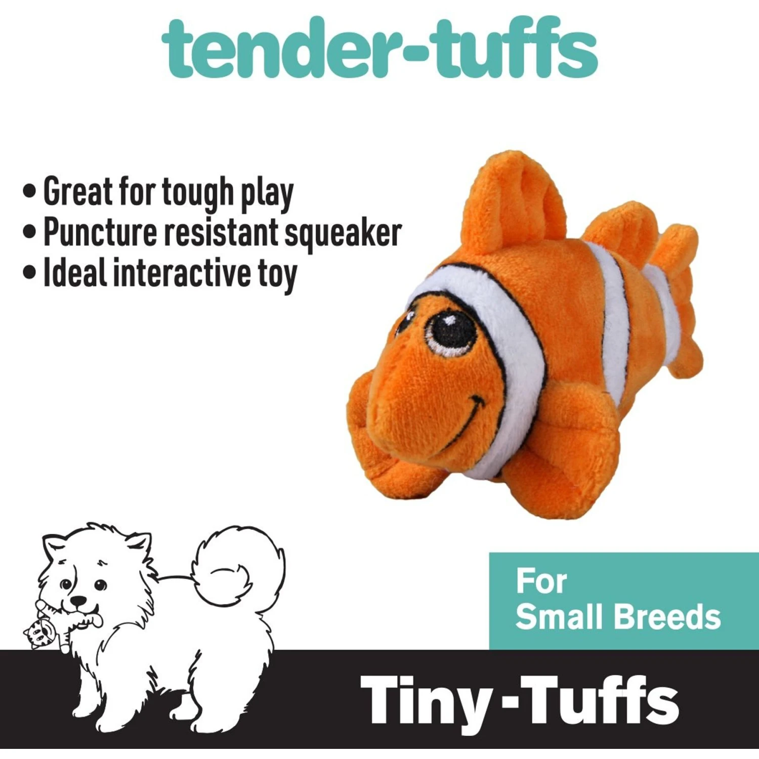 Snuggle Puppy Tender-Tuffs Clownfish Tough Dog Toy 2 Snuggle Puppy Tender-Tuffs Clownfish Tough Dog Toy - Image 2