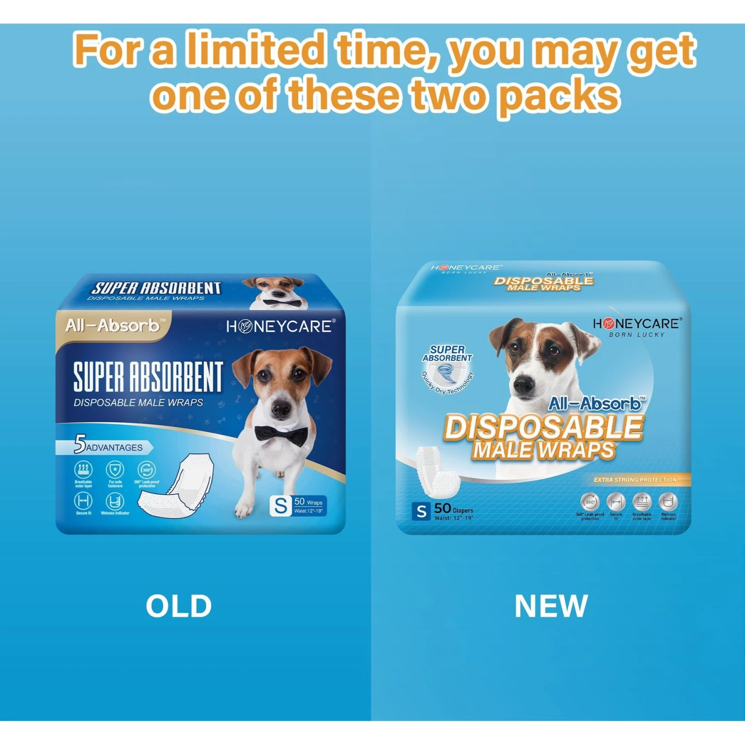 Honey Care All-Absorb Disposable Male Dog Wraps 2 Honey Care All-Absorb Disposable Male Dog Wraps - Image 2