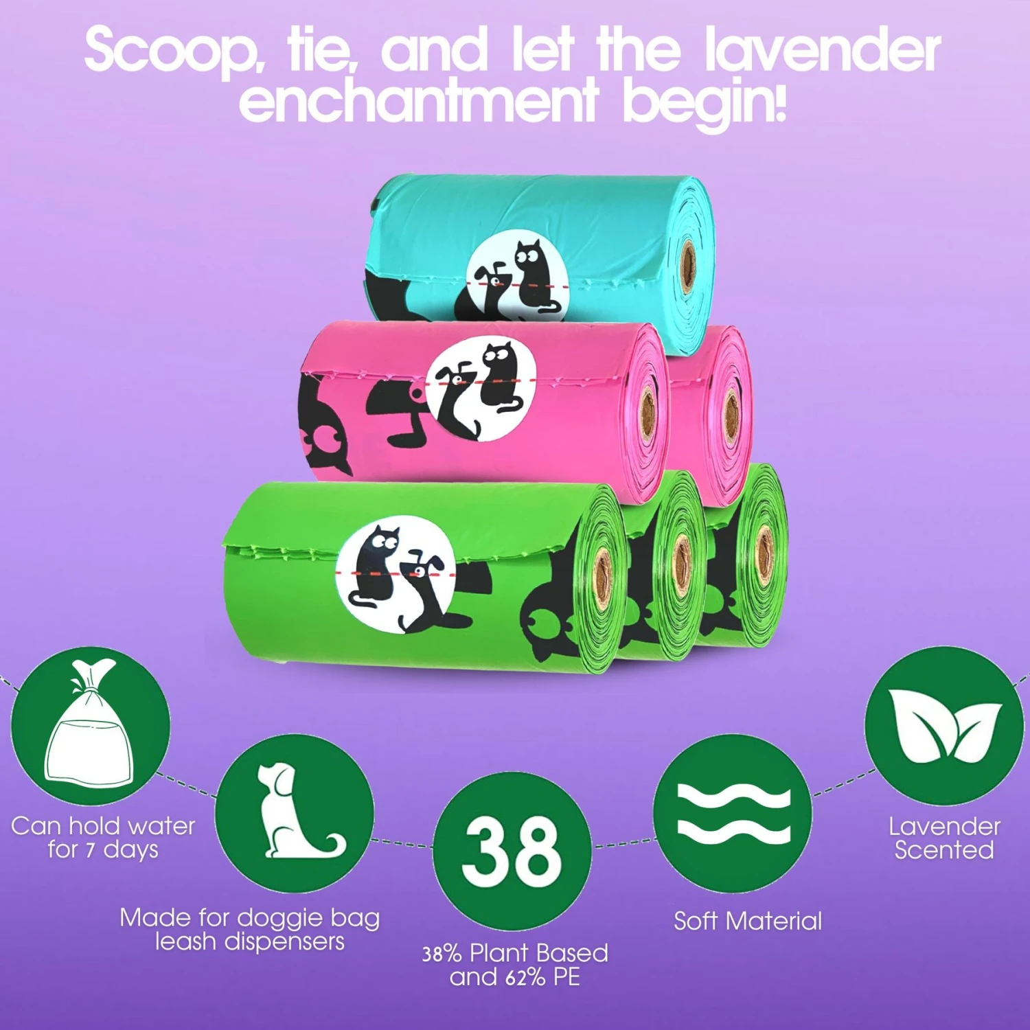 PET N PET Lavender Scented Dog Poop Bags 2 PET N PET Lavender Scented Dog Poop Bags - Image 2