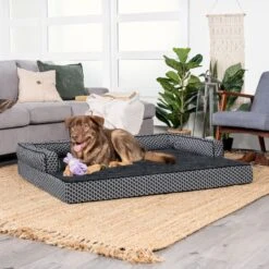 FurHaven Comfy Couch Orthopedic Bolster Dog Bed With Removable Cover