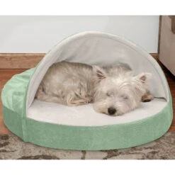 FurHaven Microvelvet Snuggery Gel Top Covered Cat & Dog Bed With Removable Cover