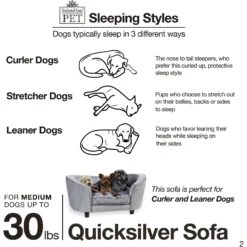 Enchanted Home Pet Quicksilver Sofa Cat & Dog Bed With Removable Cover, Medium, Silver -Pup Haven Sales Store 180292 PT2. AC SS1800 V1563226114