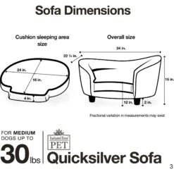 Enchanted Home Pet Quicksilver Sofa Cat & Dog Bed With Removable Cover, Medium, Silver -Pup Haven Sales Store 180292 PT3. AC SS1800 V1563226180