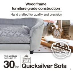 Enchanted Home Pet Quicksilver Sofa Cat & Dog Bed With Removable Cover, Medium, Silver -Pup Haven Sales Store 180292 PT5. AC SS1800 V1563226048