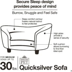 Enchanted Home Pet Quicksilver Sofa Cat & Dog Bed With Removable Cover, Medium, Silver -Pup Haven Sales Store 180292 PT7. AC SS1800 V1563226131