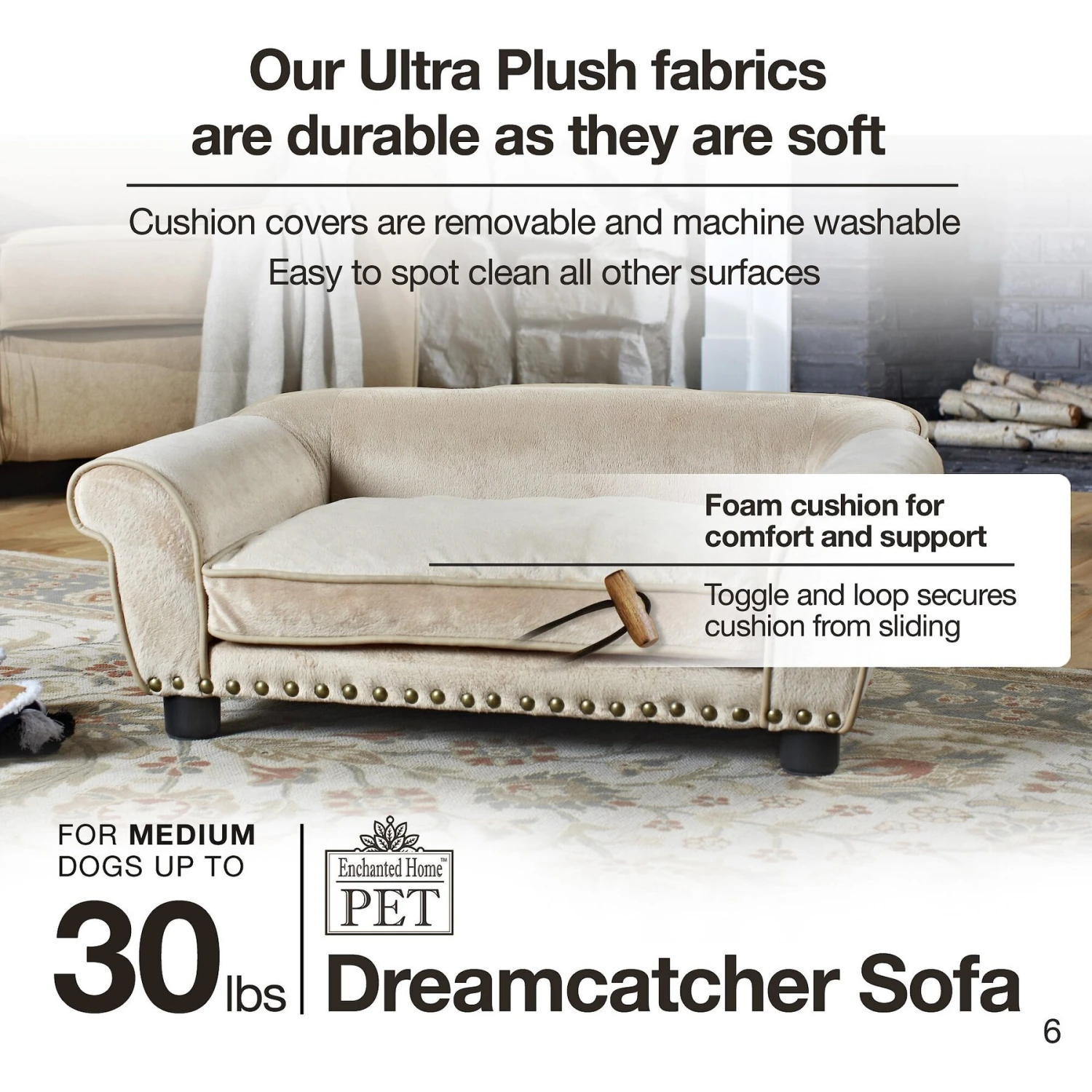 Enchanted Home Pet Dreamcatcher Sofa Cat & Dog Bed With Removable Cover, Caramel, Medium 8 Enchanted Home Pet Dreamcatcher Sofa Cat & Dog Bed With Removable Cover, Caramel, Medium - Image 8