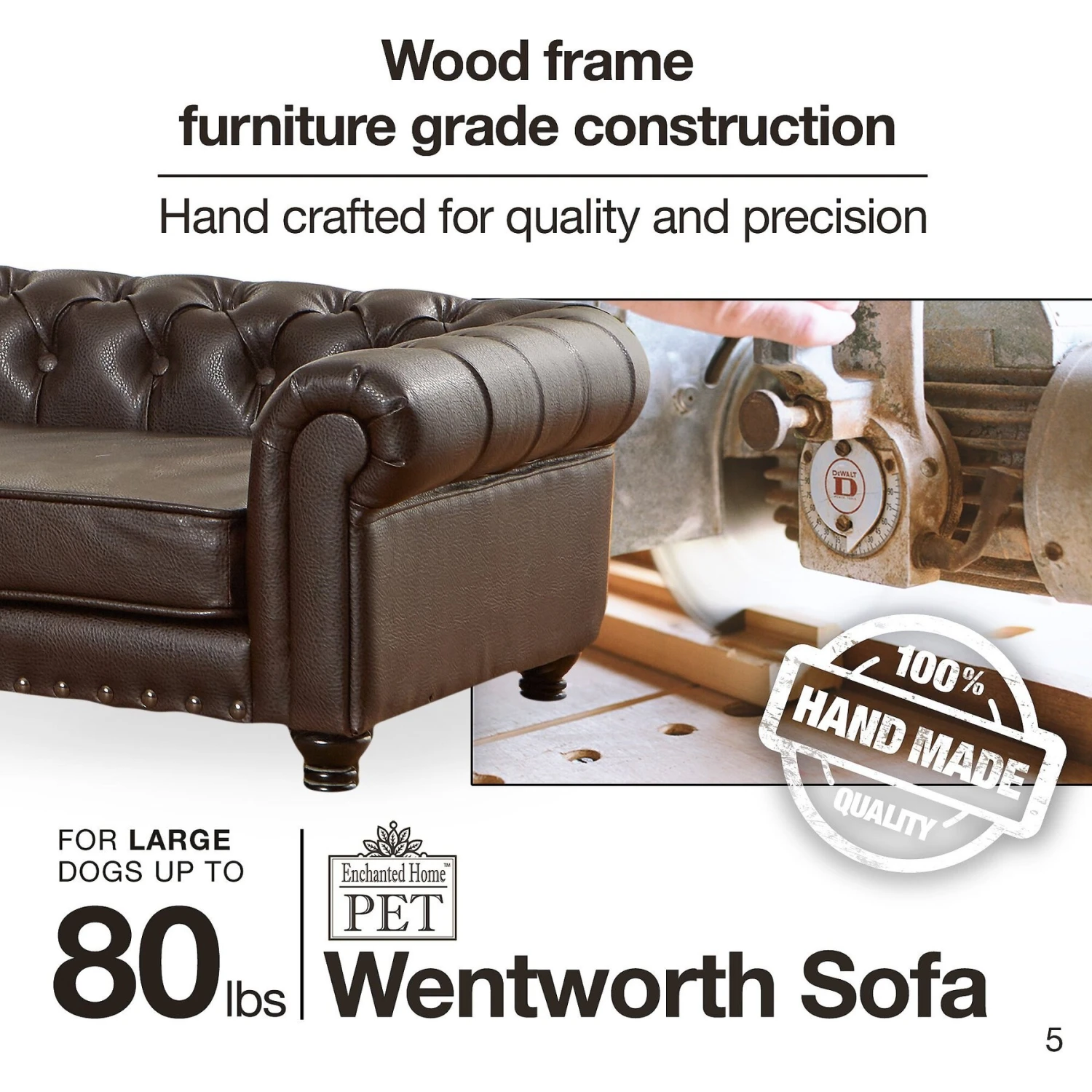 Enchanted Home Pet Wentworth Sofa Dog Bed With Removable Cover, Large, Charcoal Grey 9 Enchanted Home Pet Wentworth Sofa Dog Bed With Removable Cover, Large, Charcoal Grey - Image 9