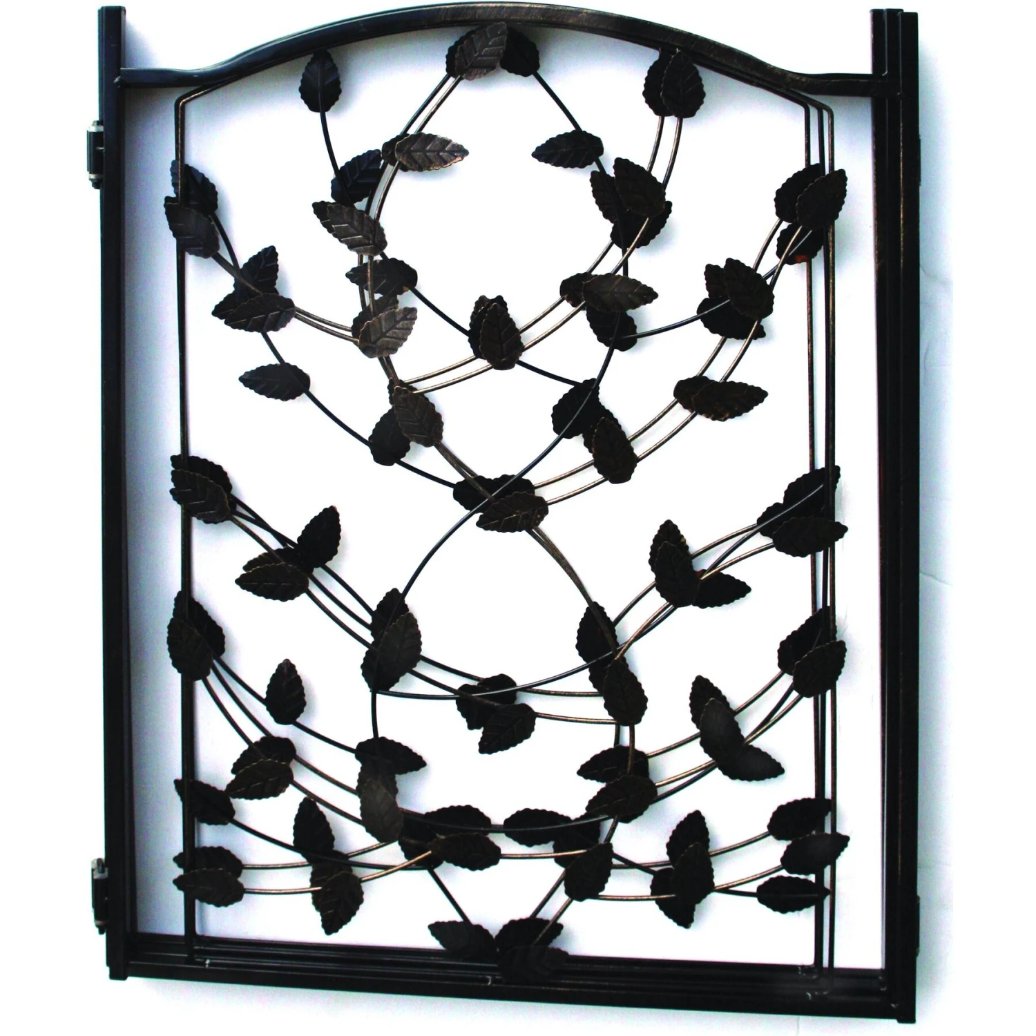 Etna 3 Panel Leaf Design Adjustable Metal Pet Gate, Brown 1 Etna 3 Panel Leaf Design Adjustable Metal Pet Gate, Brown