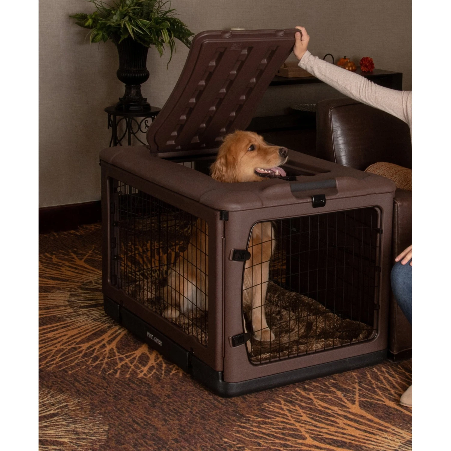 Pet Gear The Other Door 4-Door Collapsible Wire Dog Crate & Pad, Chocolate 4 Pet Gear The Other Door 4-Door Collapsible Wire Dog Crate & Pad, Chocolate - Image 4