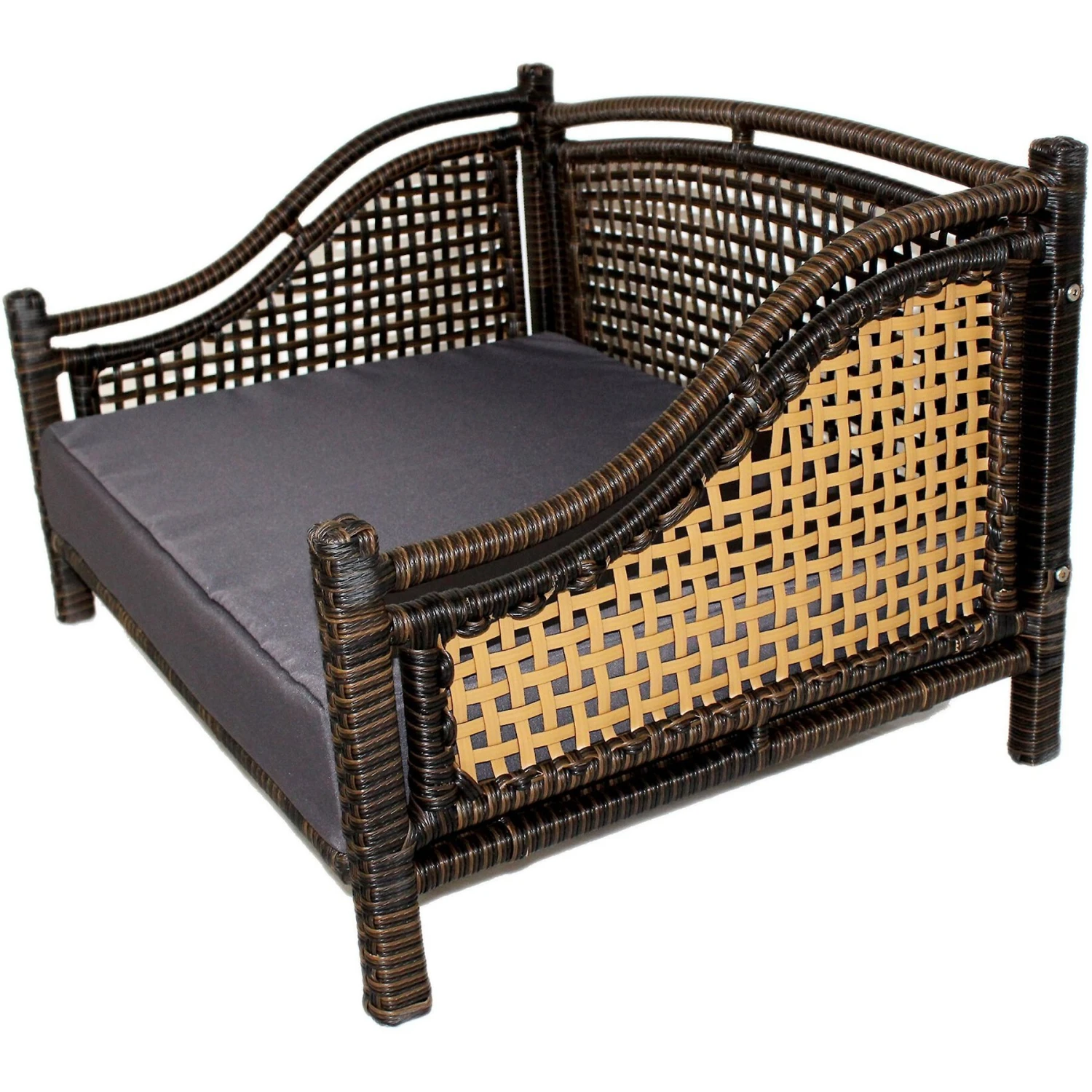 Iconic Pet Maharaja Rattan Sofa Cat & Dog Bed With Removable Cover, Caramel & Mocha 2 Iconic Pet Maharaja Rattan Sofa Cat & Dog Bed With Removable Cover, Caramel & Mocha - Image 2