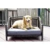 Iconic Pet Maharaja Rattan Sofa Cat & Dog Bed With Removable Cover, Caramel & Mocha