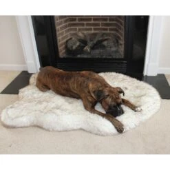 PawBrands PupRug Faux Fur Curve Orthopedic Pillow Dog Bed With Removable Cover, White -Pup Haven Sales Store 194376 PT4. AC SS1800 V1566830034