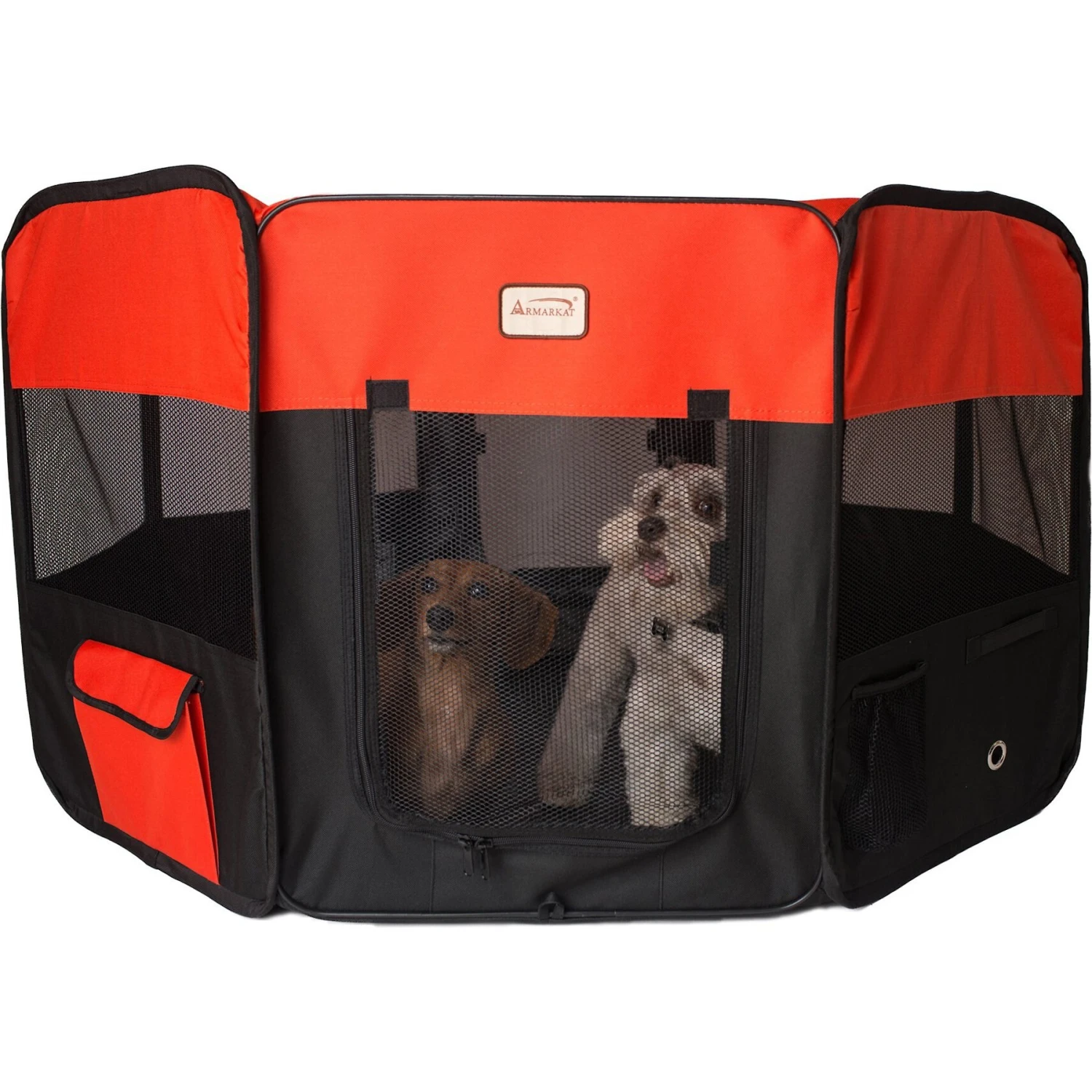 Armarkat Model PP002R Portable Soft-sided Dog & Cat Playpen, Black & Red 2 Armarkat Model PP002R Portable Soft-sided Dog & Cat Playpen, Black & Red - Image 2