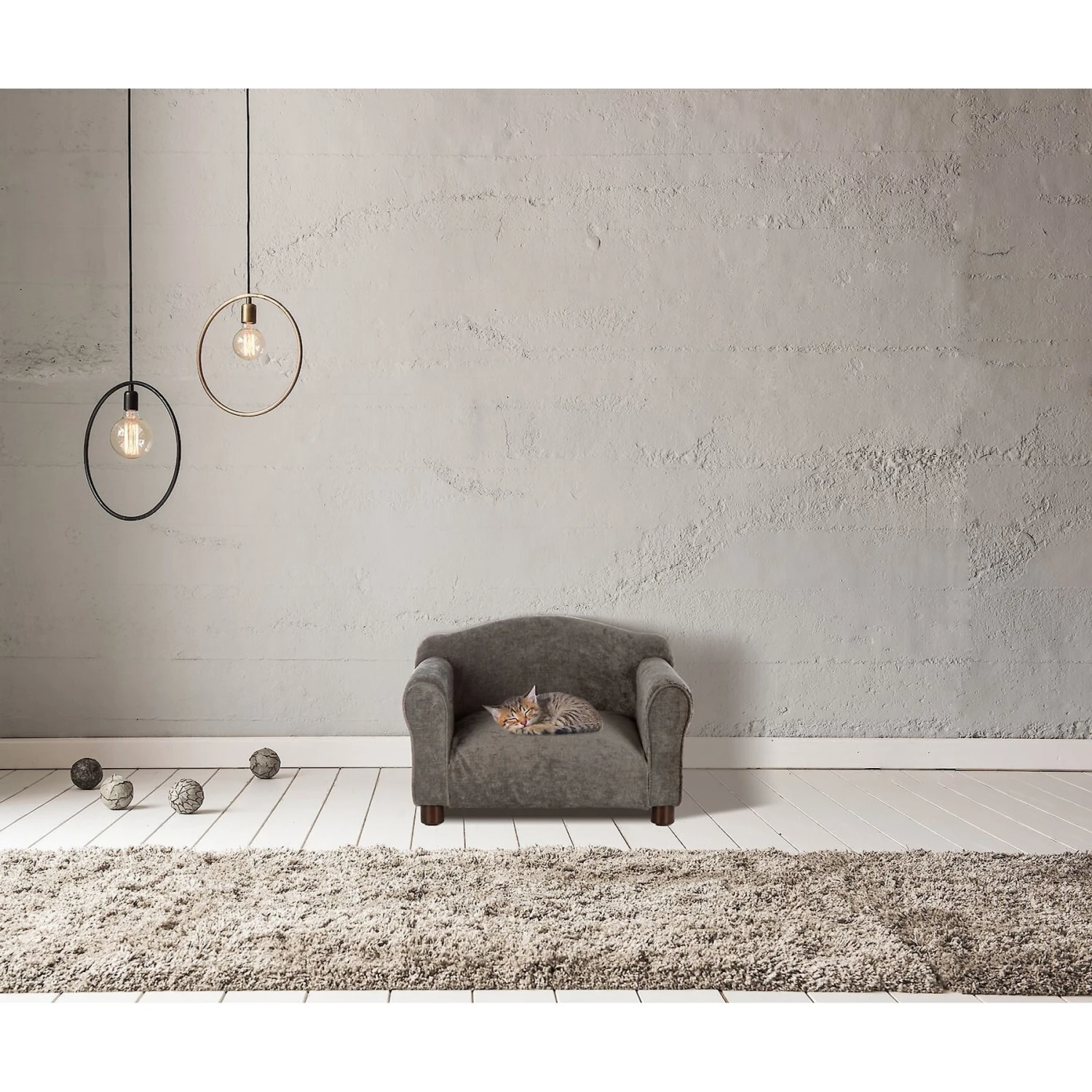 Club Nine Pets Traditional Chair Sofa Cat & Dog Bed, Charcoal 2 Club Nine Pets Traditional Chair Sofa Cat & Dog Bed, Charcoal - Image 2