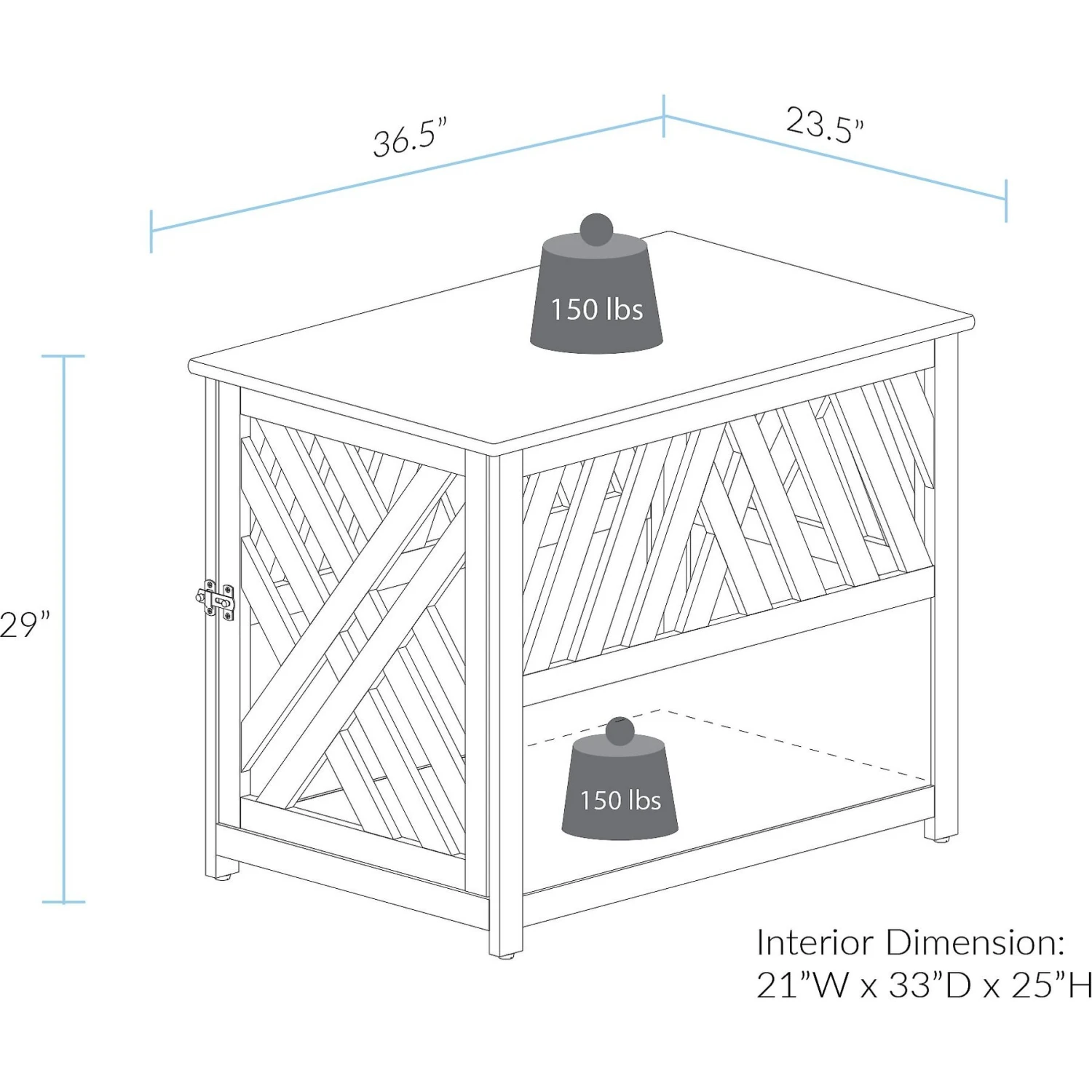 Casual Home Modern Lattice Single Door Furniture Style Dog Crate & End Table 5 Casual Home Modern Lattice Single Door Furniture Style Dog Crate & End Table - Image 5