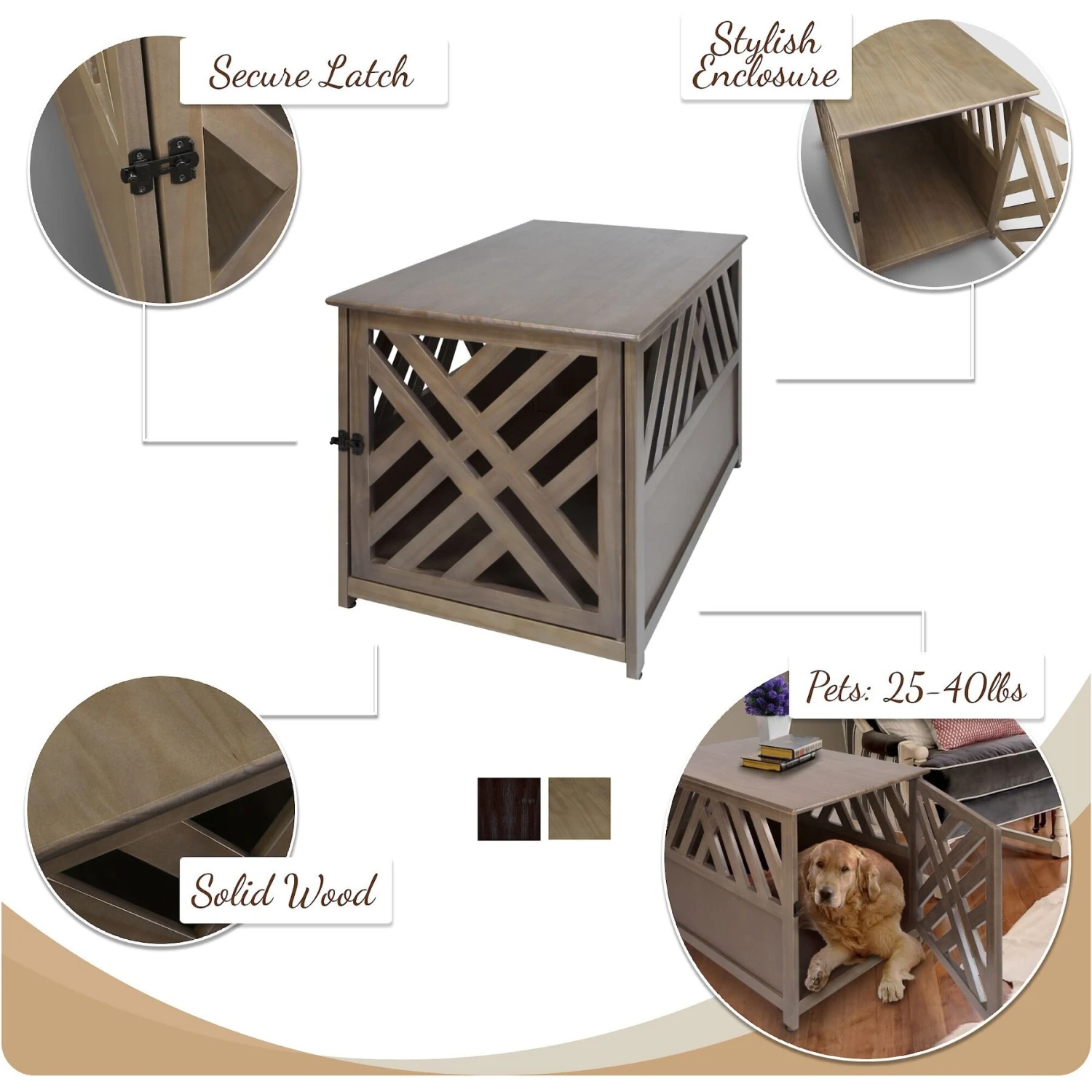 Casual Home Modern Lattice Single Door Furniture Style Dog Crate & End Table 6 Casual Home Modern Lattice Single Door Furniture Style Dog Crate & End Table - Image 6