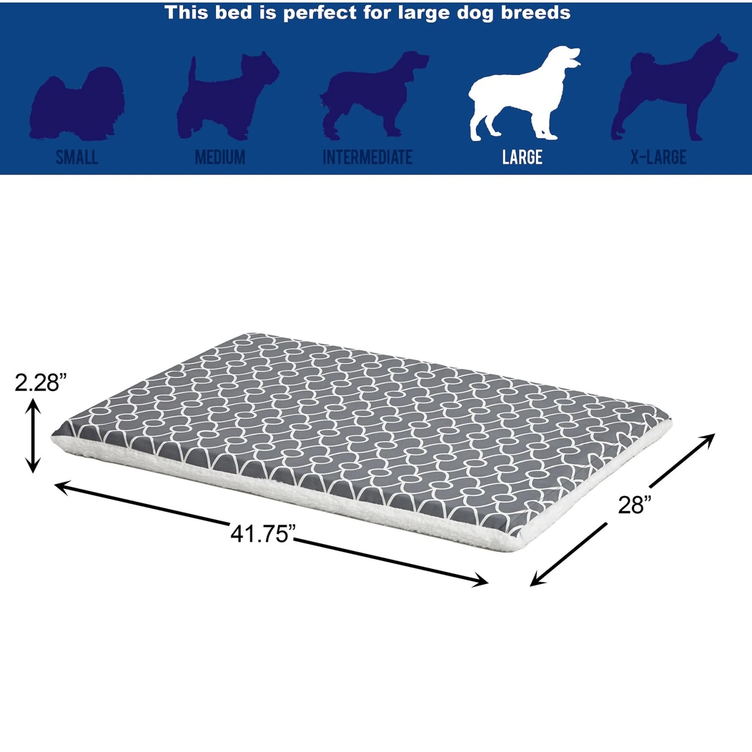 MidWest QuietTime Geo Print & Fleece Reversible Dog Crate Mat 3 MidWest QuietTime Geo Print & Fleece Reversible Dog Crate Mat - Image 3