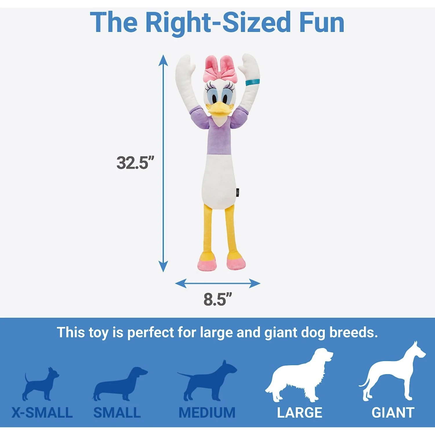 Disney Daisy Duck Wagazoo Plush Squeaky Dog Toy, Extra Long 2 Disney Daisy Duck Wagazoo Plush Squeaky Dog Toy, Extra Long - Image 2