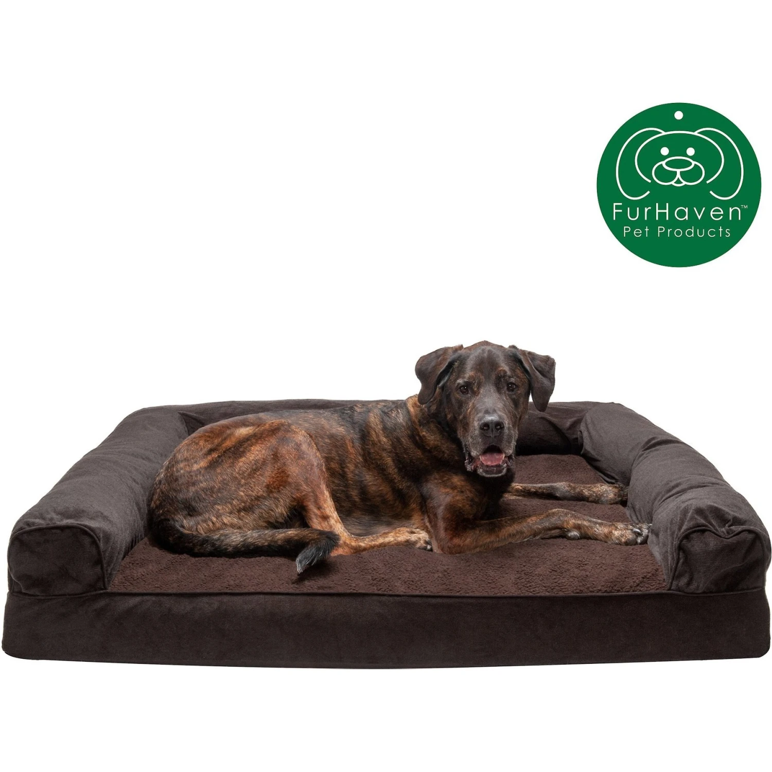 FurHaven Faux Fleece Memory Top Bolster Dog Bed With Removable Cover 4 FurHaven Faux Fleece Memory Top Bolster Dog Bed With Removable Cover - Image 4