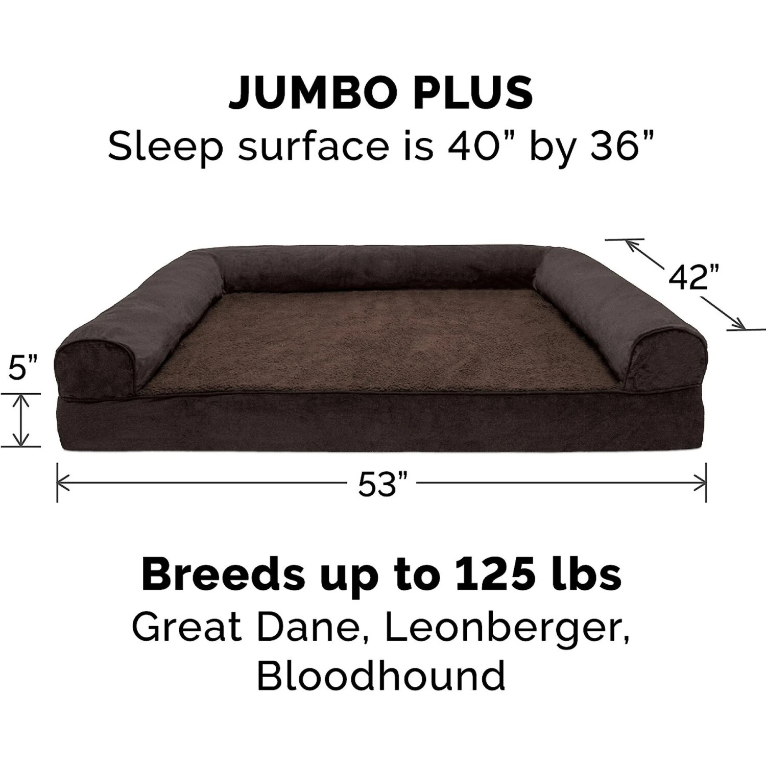 FurHaven Faux Fleece Memory Top Bolster Dog Bed With Removable Cover 5 FurHaven Faux Fleece Memory Top Bolster Dog Bed With Removable Cover - Image 5