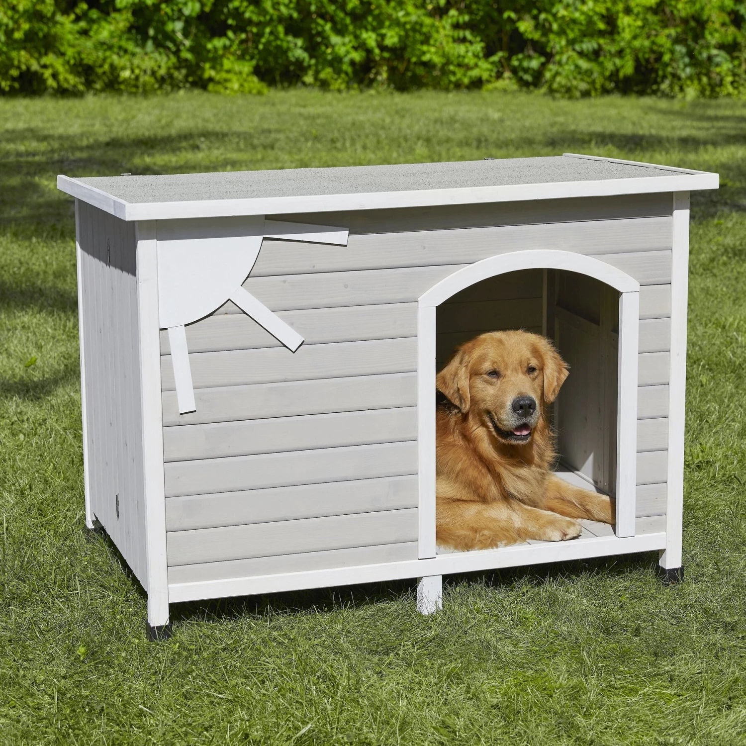 MidWest Eillo Folding Outdoor Wood Dog House, Beige 2 MidWest Eillo Folding Outdoor Wood Dog House, Beige - Image 2