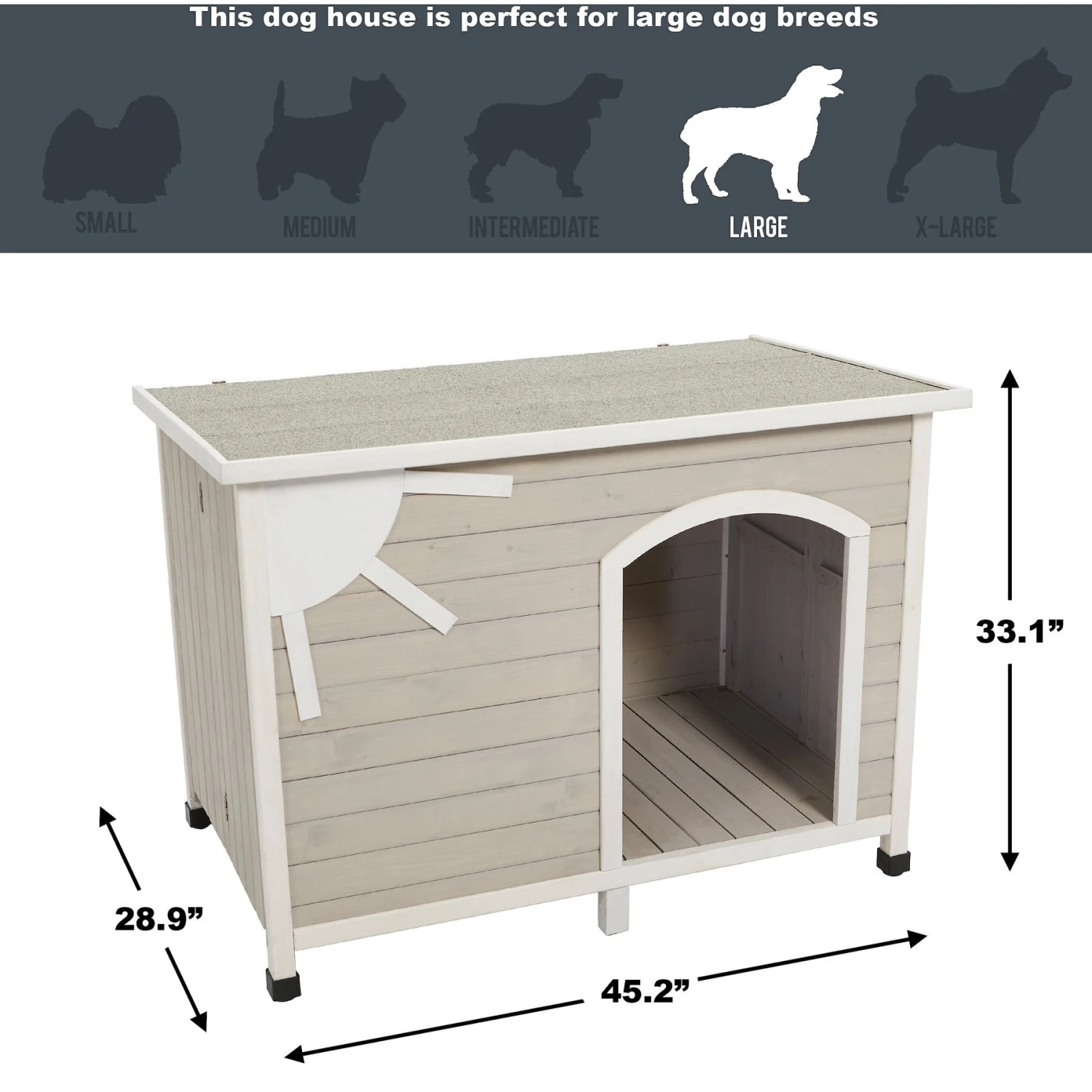 MidWest Eillo Folding Outdoor Wood Dog House, Beige 8 MidWest Eillo Folding Outdoor Wood Dog House, Beige - Image 8