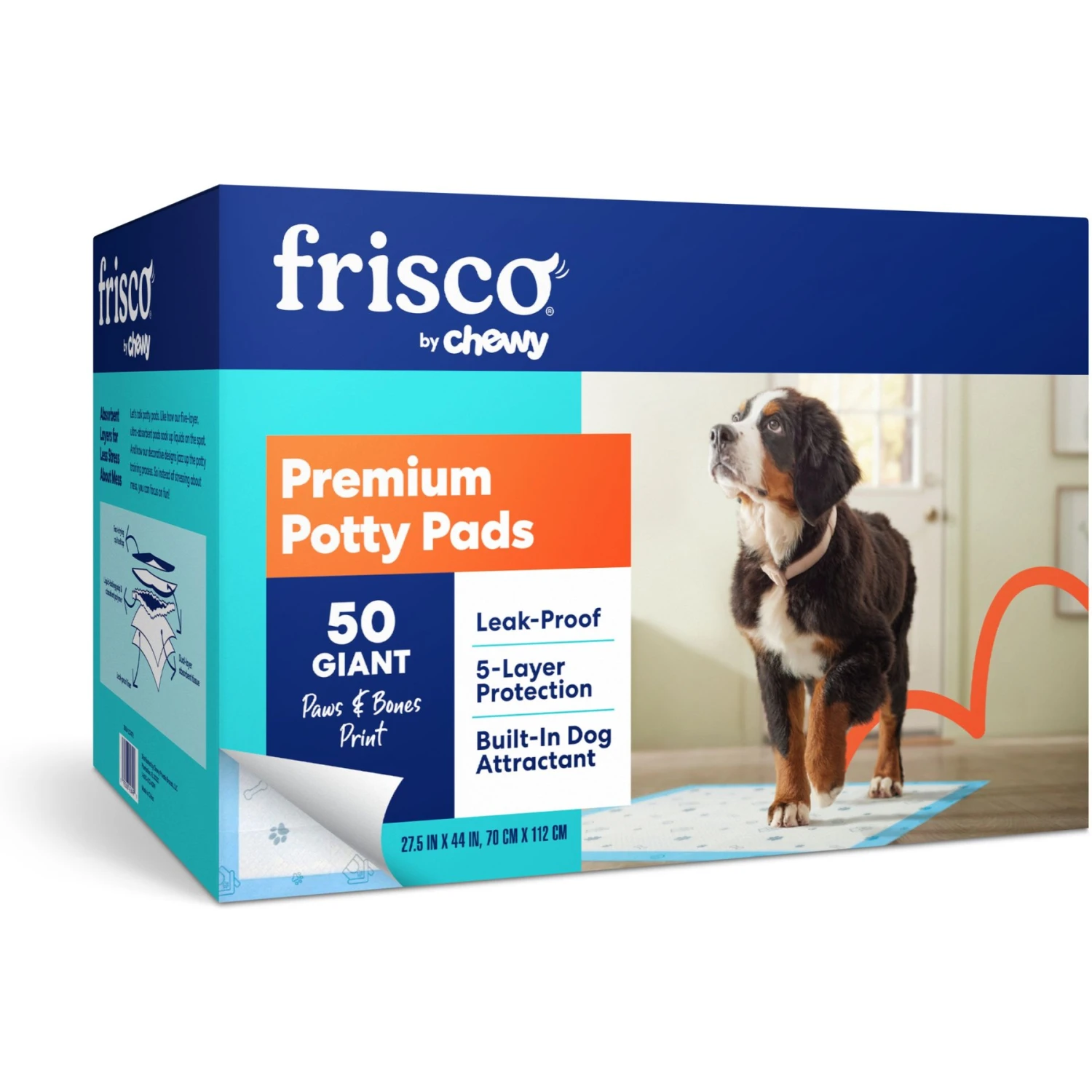 Frisco Premium Giant Printed Dog Training & Potty Pads, 27.5 X 44-in, Unscented 1 Frisco Premium Giant Printed Dog Training & Potty Pads, 27.5 X 44-in, Unscented