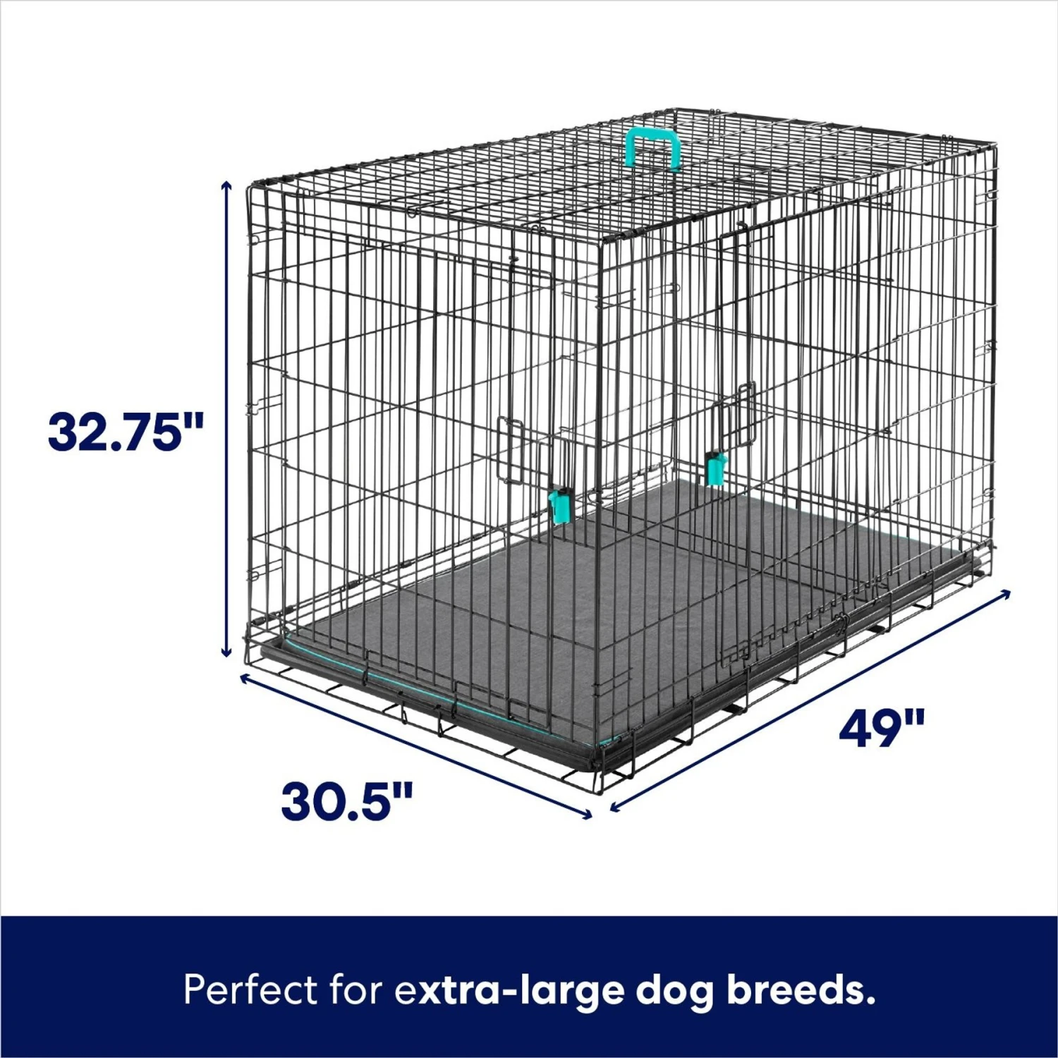 Frisco Heavy Duty Enhanced Lock Double Door Fold & Carry Wire Dog Crate & Mat Kit 2 Frisco Heavy Duty Enhanced Lock Double Door Fold & Carry Wire Dog Crate & Mat Kit - Image 2