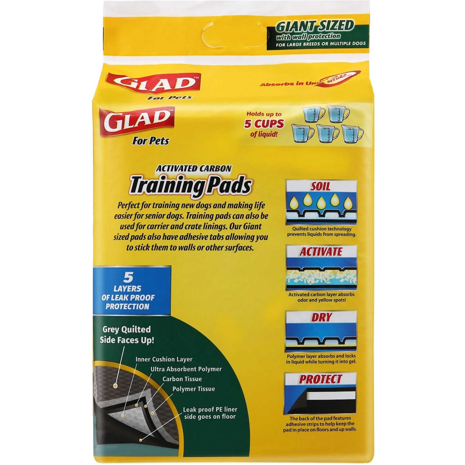 Glad Activated Carbon Giant Sized Dog Training Pads, 30 X 36-in, 24 Count, Unscented 2 Glad Activated Carbon Giant Sized Dog Training Pads, 30 X 36-in, 24 Count, Unscented - Image 2