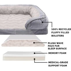 FurHaven Velvet Waves Perfect Comfort Memory Foam Bolster Cat & Dog Bed With Removable Cover -Pup Haven Sales Store 244642 PT5. AC SS1800 V1602830775