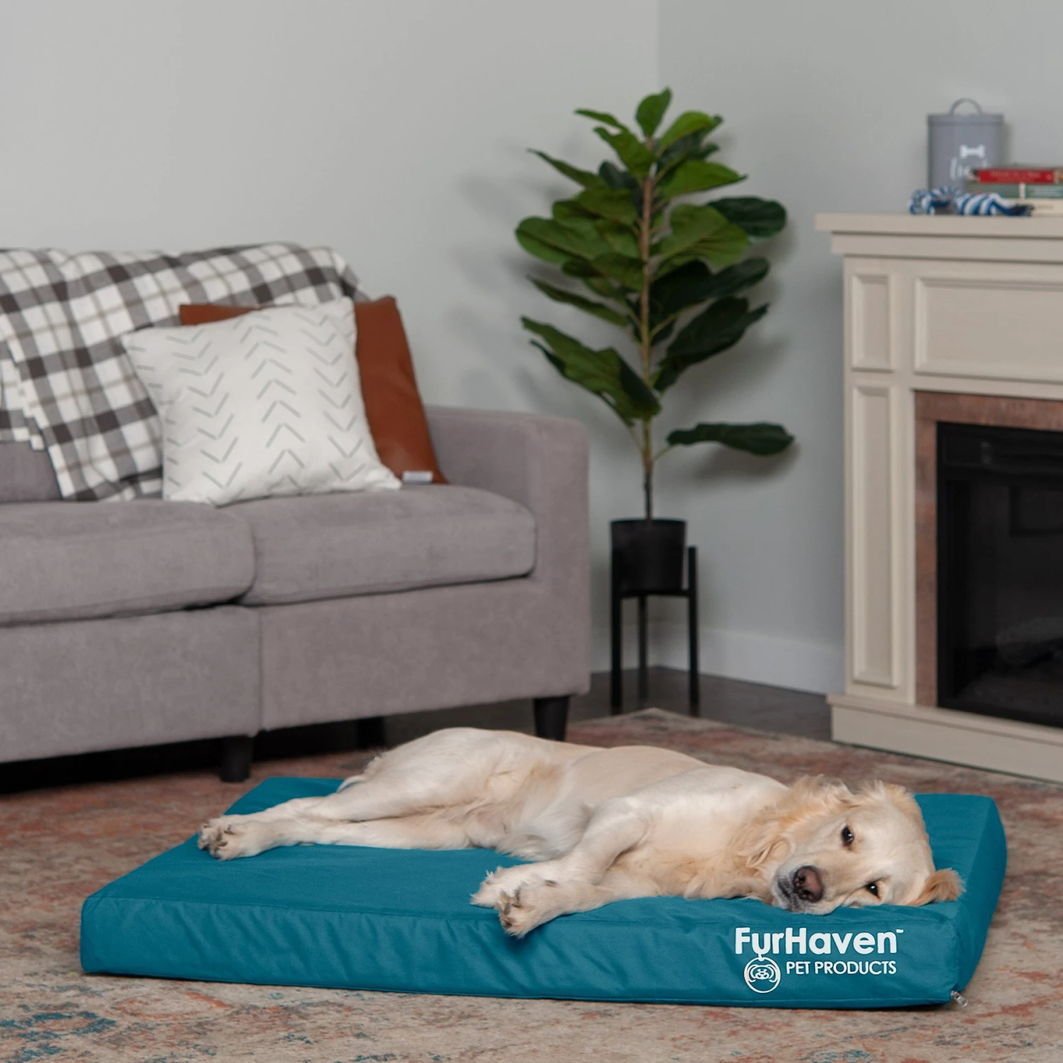 FurHaven Deluxe Oxford Full Support Dog & Cat Bed With Removable Cover 1 FurHaven Deluxe Oxford Full Support Dog & Cat Bed With Removable Cover