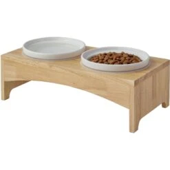 Frisco Ceramic Dog & Cat Double Diner With Elevated Wood Stand -Pup Haven Sales Store 256052 PT4. AC SS1800 V1615311799