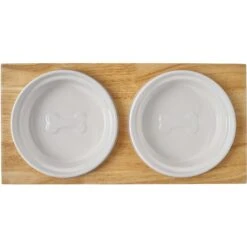 Frisco Ceramic Dog & Cat Double Diner With Elevated Wood Stand -Pup Haven Sales Store 256052 PT5. AC SS1800 V1615313559