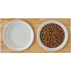 Frisco Ceramic Dog & Cat Double Diner With Elevated Wood Stand -Pup Haven Sales Store 256052 PT6. AC SS1800 V1615311469