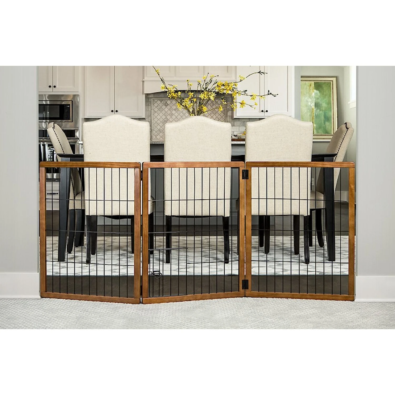 Carlson Pet Products 28-in Extra Tall Freestanding Dog Gate, Brown, Large 2 Carlson Pet Products 28-in Extra Tall Freestanding Dog Gate, Brown, Large - Image 2