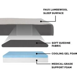FurHaven Faux Sheepskin & Suede Cooling Gel Cat & Dog Bed With Removable Cover -Pup Haven Sales Store 261665 PT5. AC SS1800 V1605666466