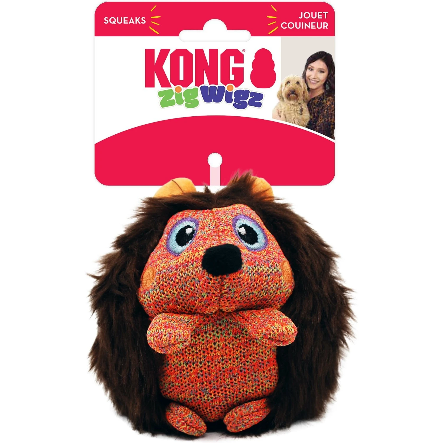 KONG ZigWigz Hedgehog Squeaky Plush Dog Toy, Medium 4 KONG ZigWigz Hedgehog Squeaky Plush Dog Toy, Medium - Image 4