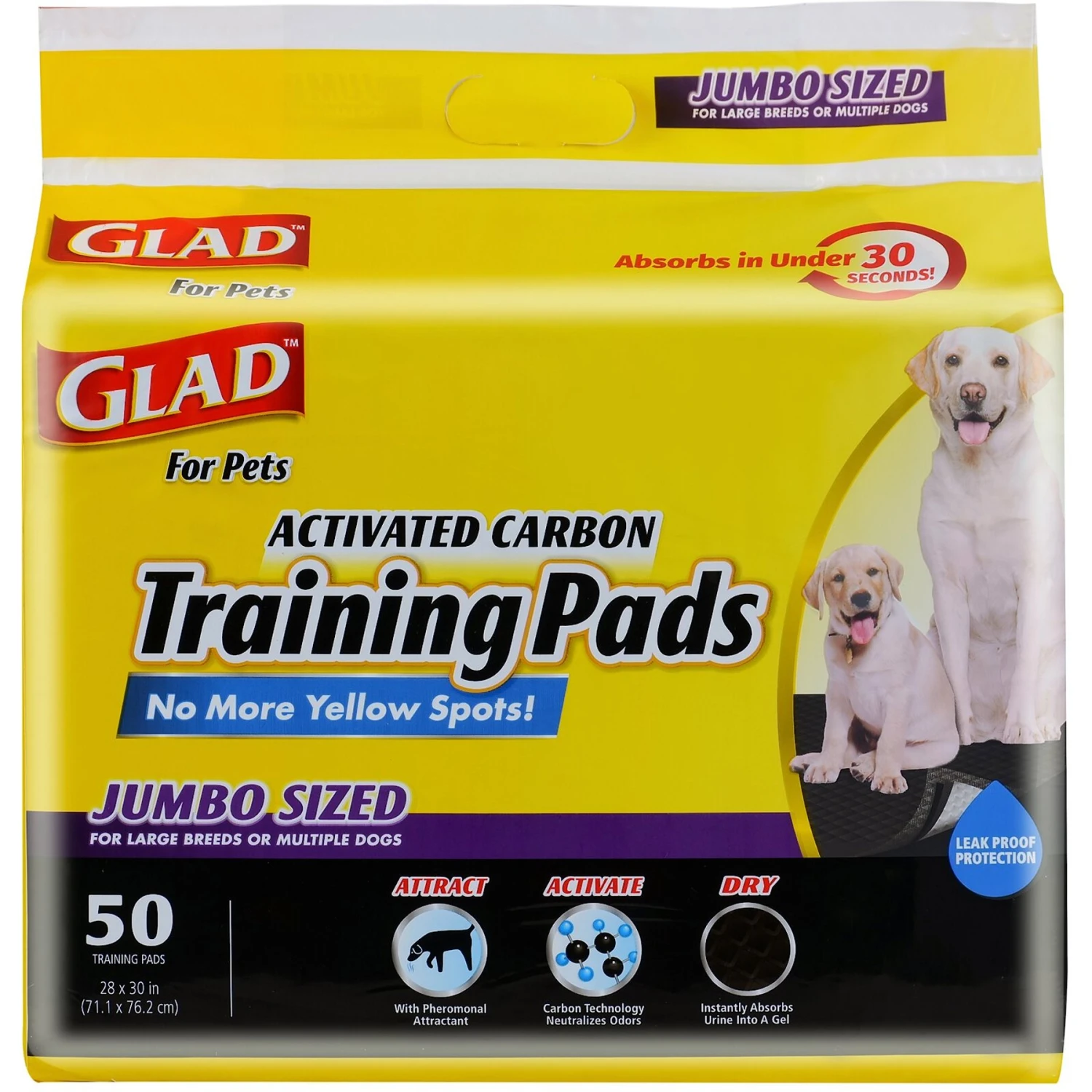 Glad Activated Carbon Jumbo Sized Dog Training Pads 1 Glad Activated Carbon Jumbo Sized Dog Training Pads