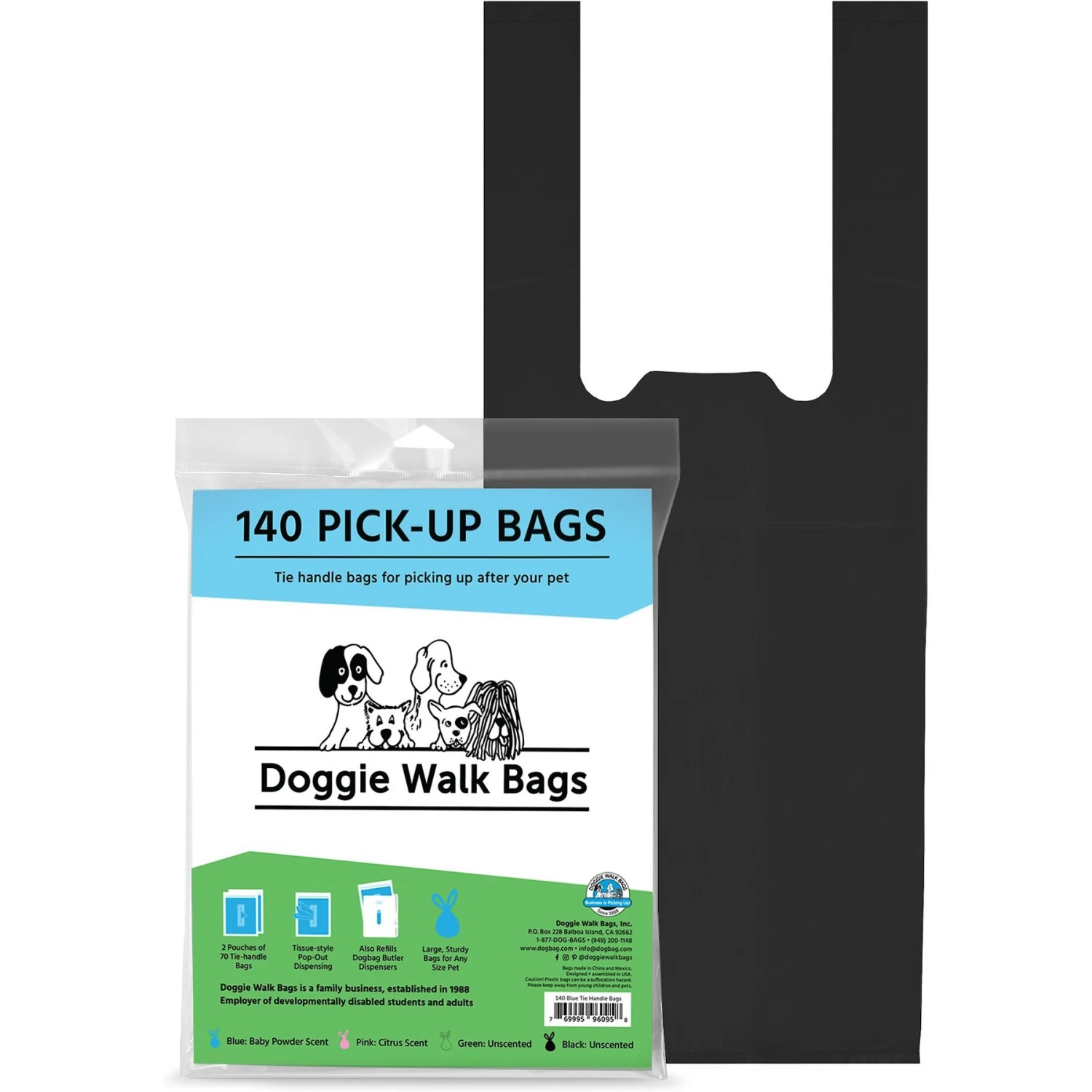 Doggie Walk Bags Unscented Tie Handle Dog Poop Bags 1 Doggie Walk Bags Unscented Tie Handle Dog Poop Bags