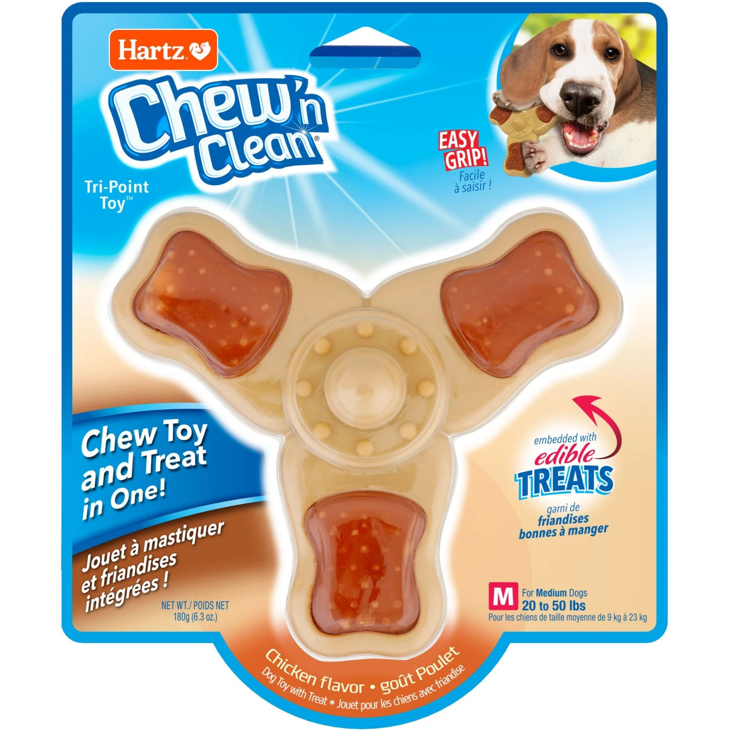 Hartz Chew 'n Clean Chew Chicken Flavored Tri-Point Dog Treat & Chew Toy 1 Hartz Chew 'n Clean Chew Chicken Flavored Tri-Point Dog Treat & Chew Toy