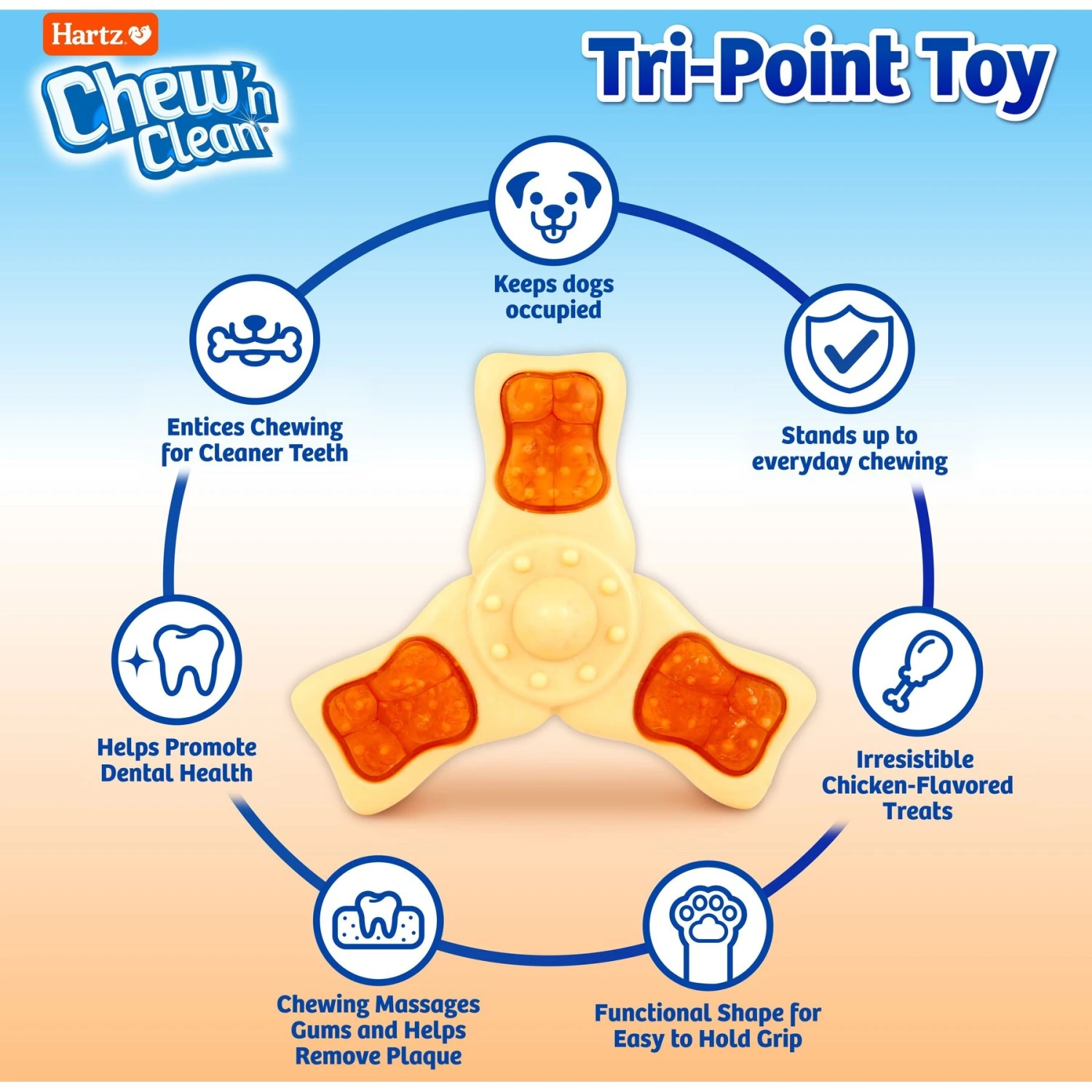 Hartz Chew 'n Clean Chew Chicken Flavored Tri-Point Dog Treat & Chew Toy 2 Hartz Chew 'n Clean Chew Chicken Flavored Tri-Point Dog Treat & Chew Toy - Image 2